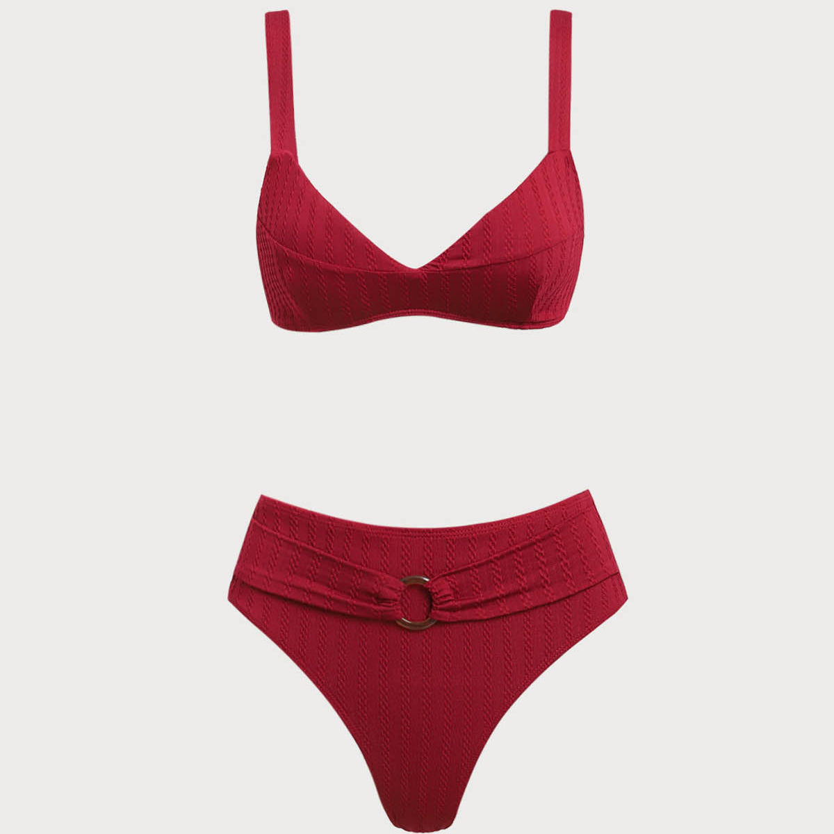 Shewess™ Kırmızı Kare Yaka O-Ring Bikini Seti