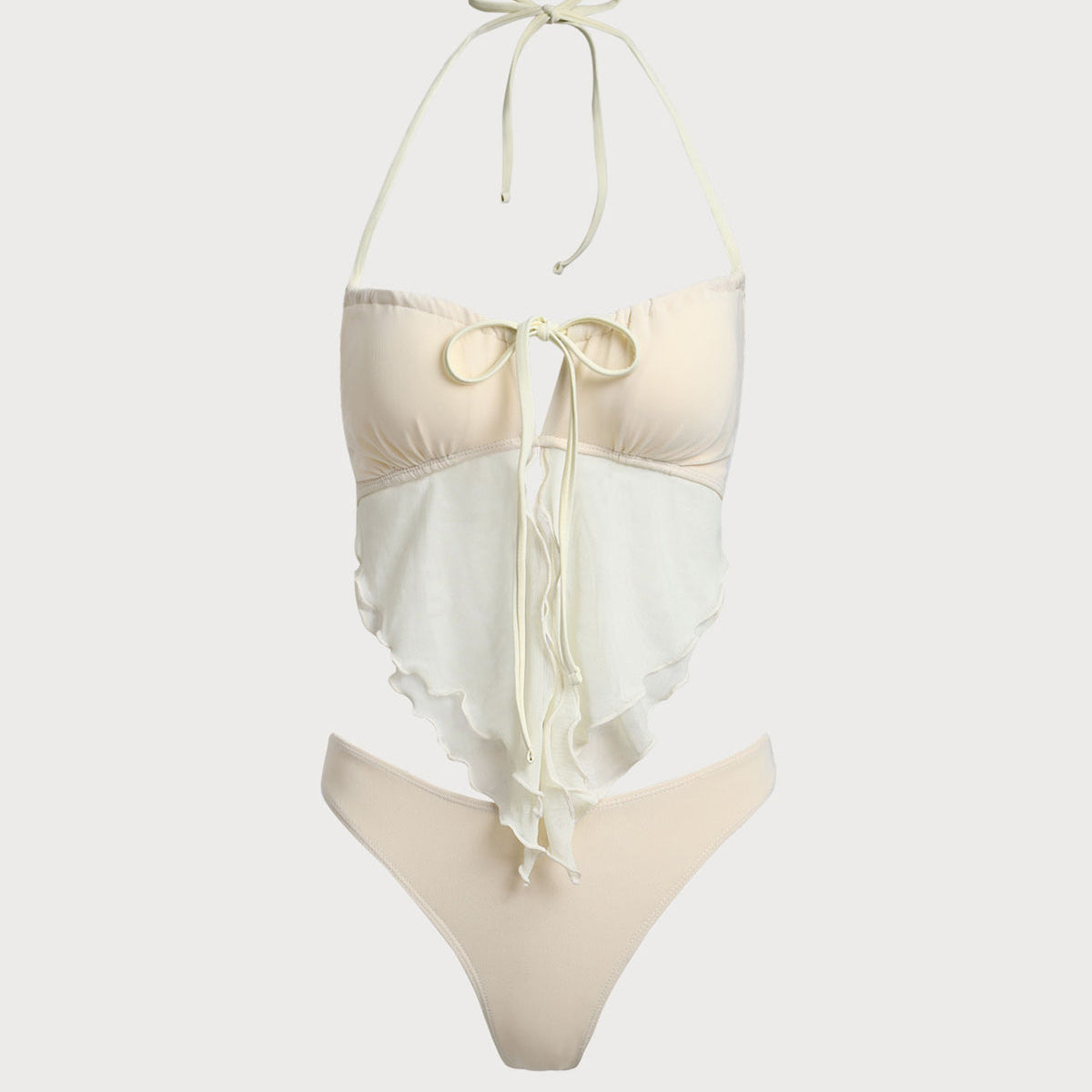 Shewess™ Beyaz File Dantelli Tankini Mayo