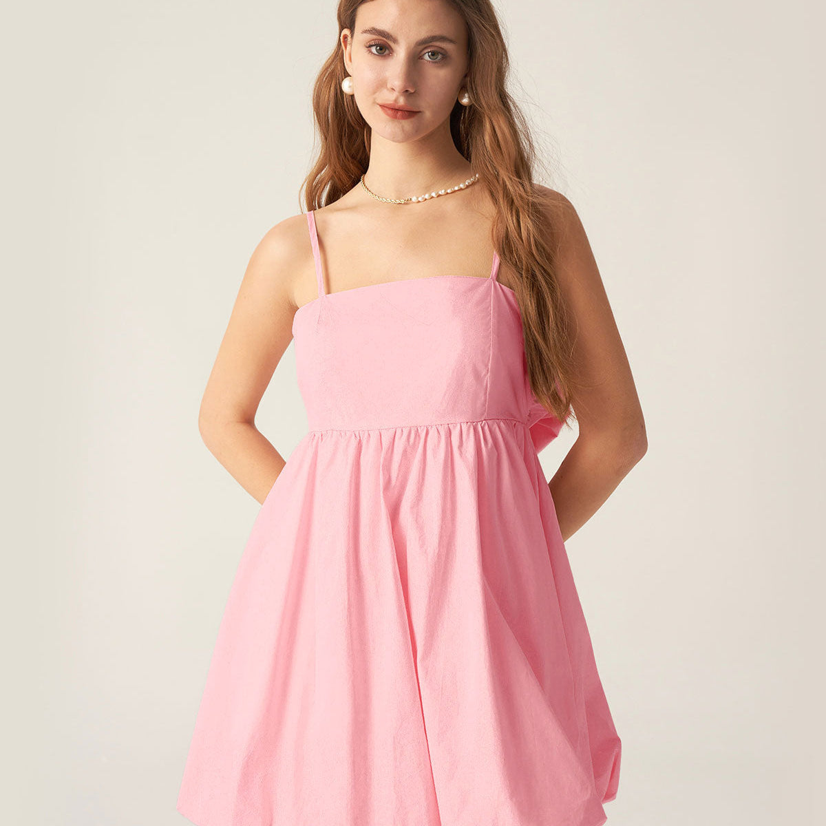 Shewess™ Pembe Fiyonklu Dantelli Slip Mini Elbise