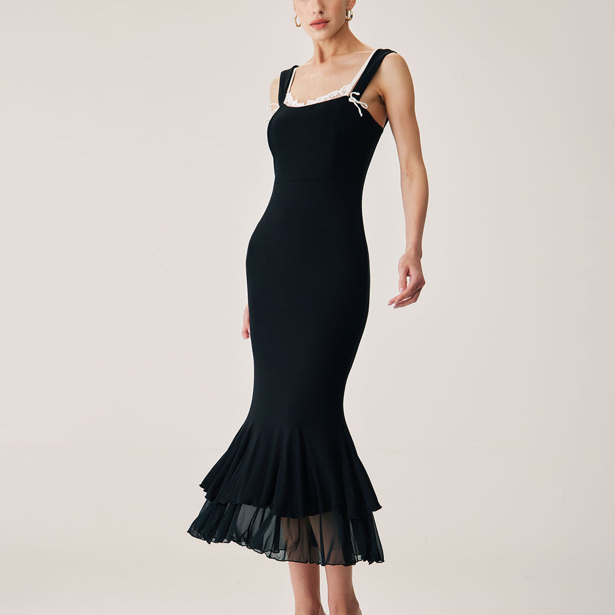 Shewess Siyah Bodycon Slip Maxi Elbise