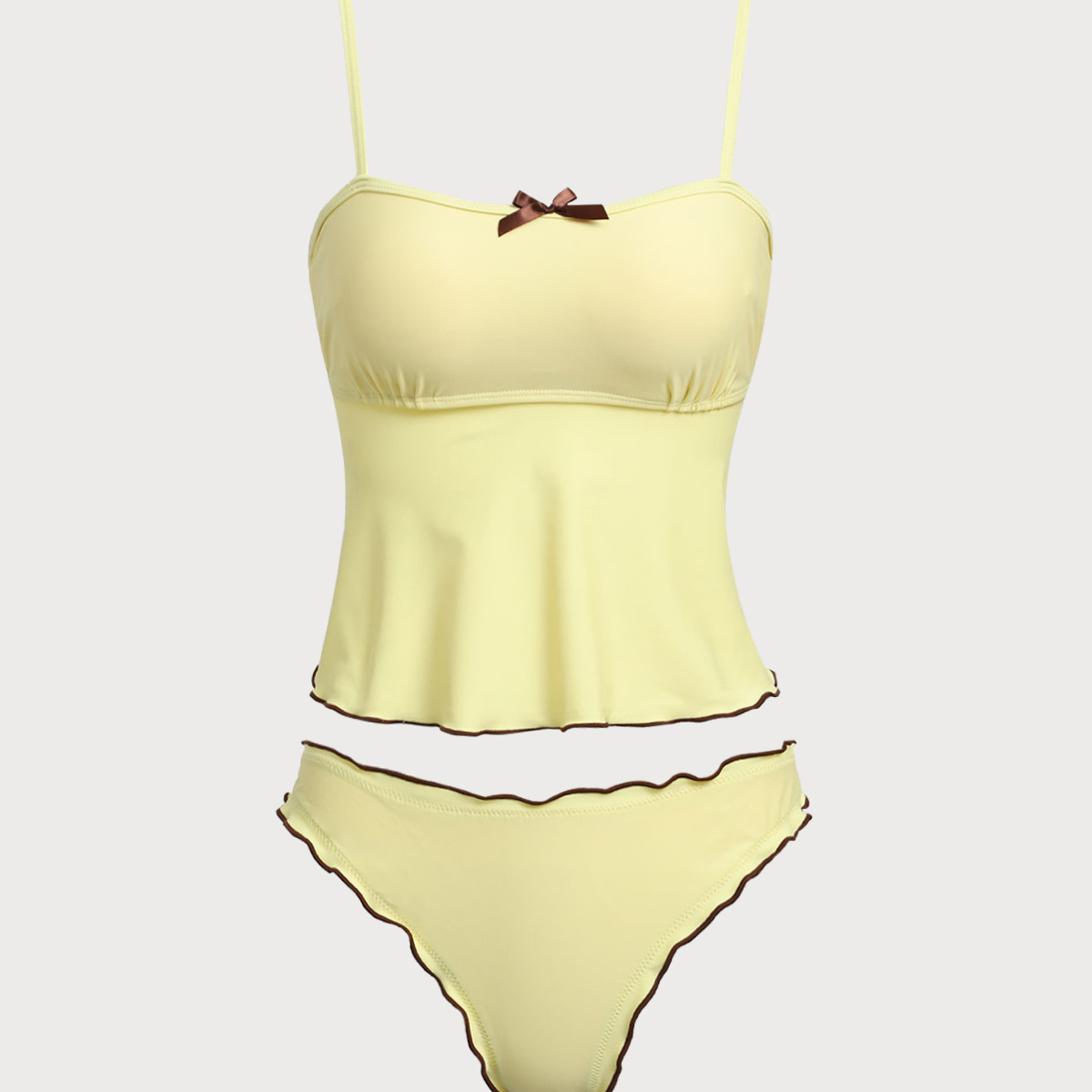 Shewess™ Sarı Kontrastlı Tankini Mayo
