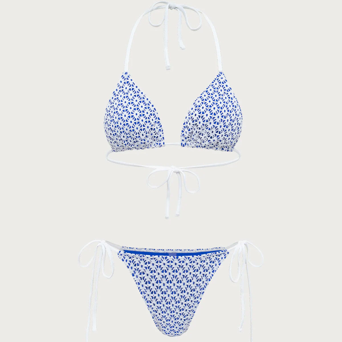 Shewess™ Mavi Geometrik Üçgen İpli Bikini Takımı