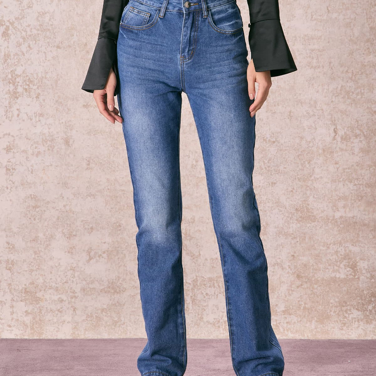 Shewess™ Mavi Yüksek Bel Düz Paça Jean