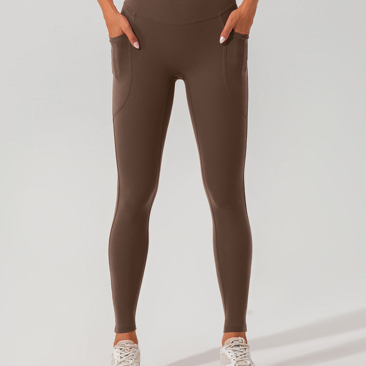 Shewess™ Kahverengi Çabuk Kuruyan Yüksek Bel Yoga Taytı
