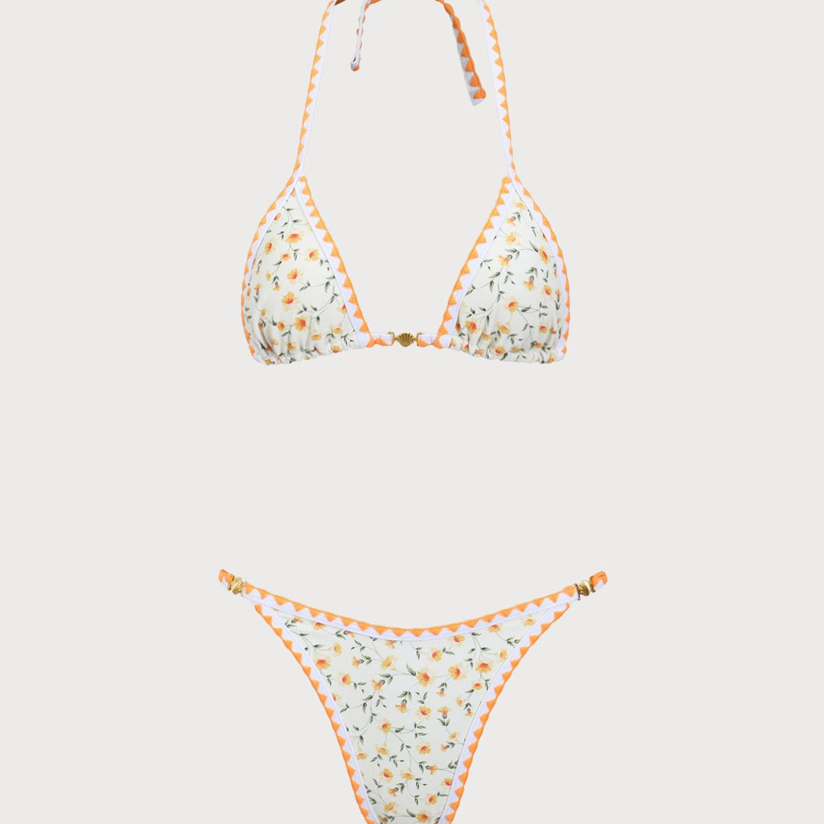 Shewess™ Sarı Çiçekli Kontrast Bikini Takımı