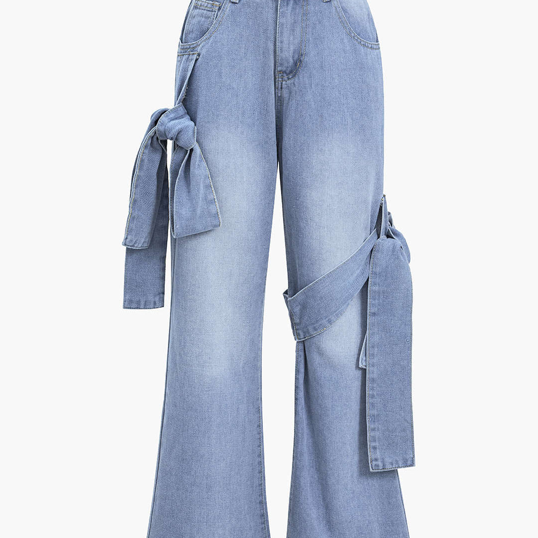 Denim Kravat Yıkanmış Cep Kot