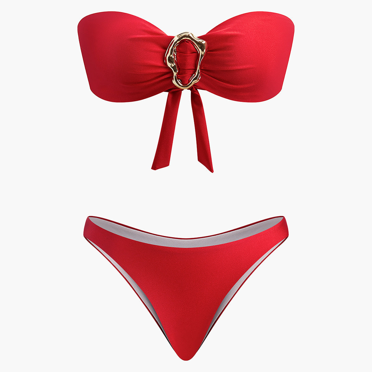 Metal Detayl Bow Bandeau Bikini