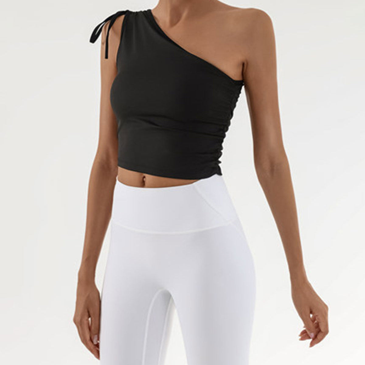 Shewess™ Siyah Tek Omuz Yoga Atlet