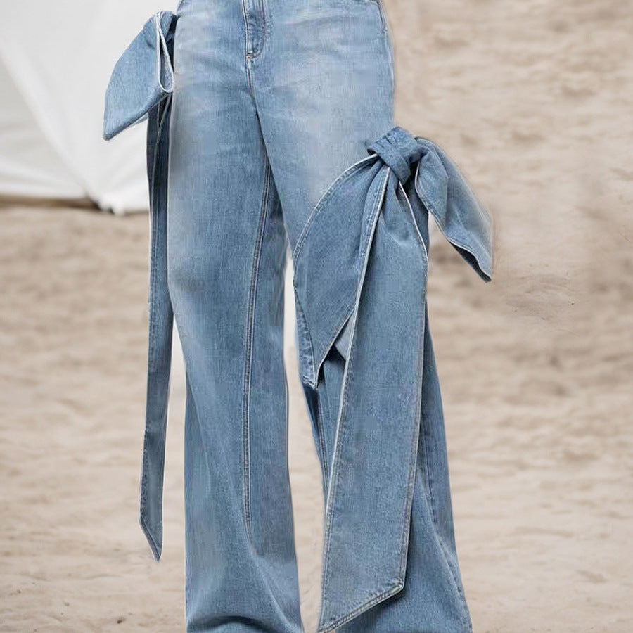 Leisa Yüksek Bel Fiyonklu Jean Pantolon