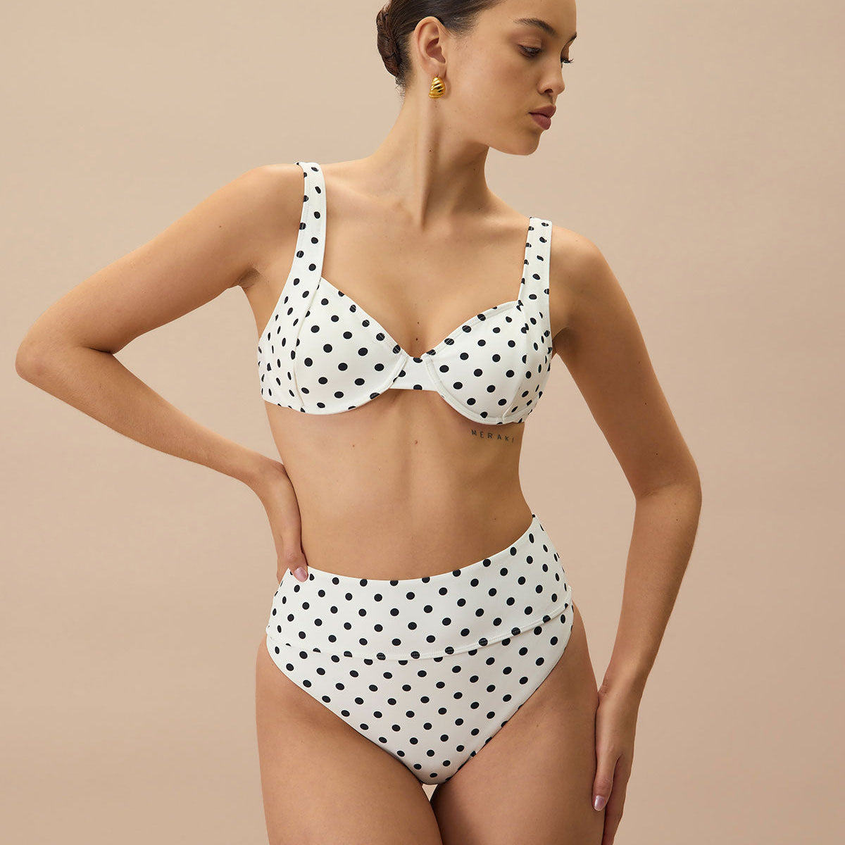 Shewess™ Beyaz Puantiyeli Balenli Bikini Üstü