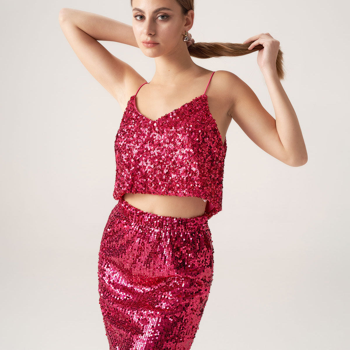 Shewess™ Bettydress-Kırmızı Payet Kısa Kısa Bluz