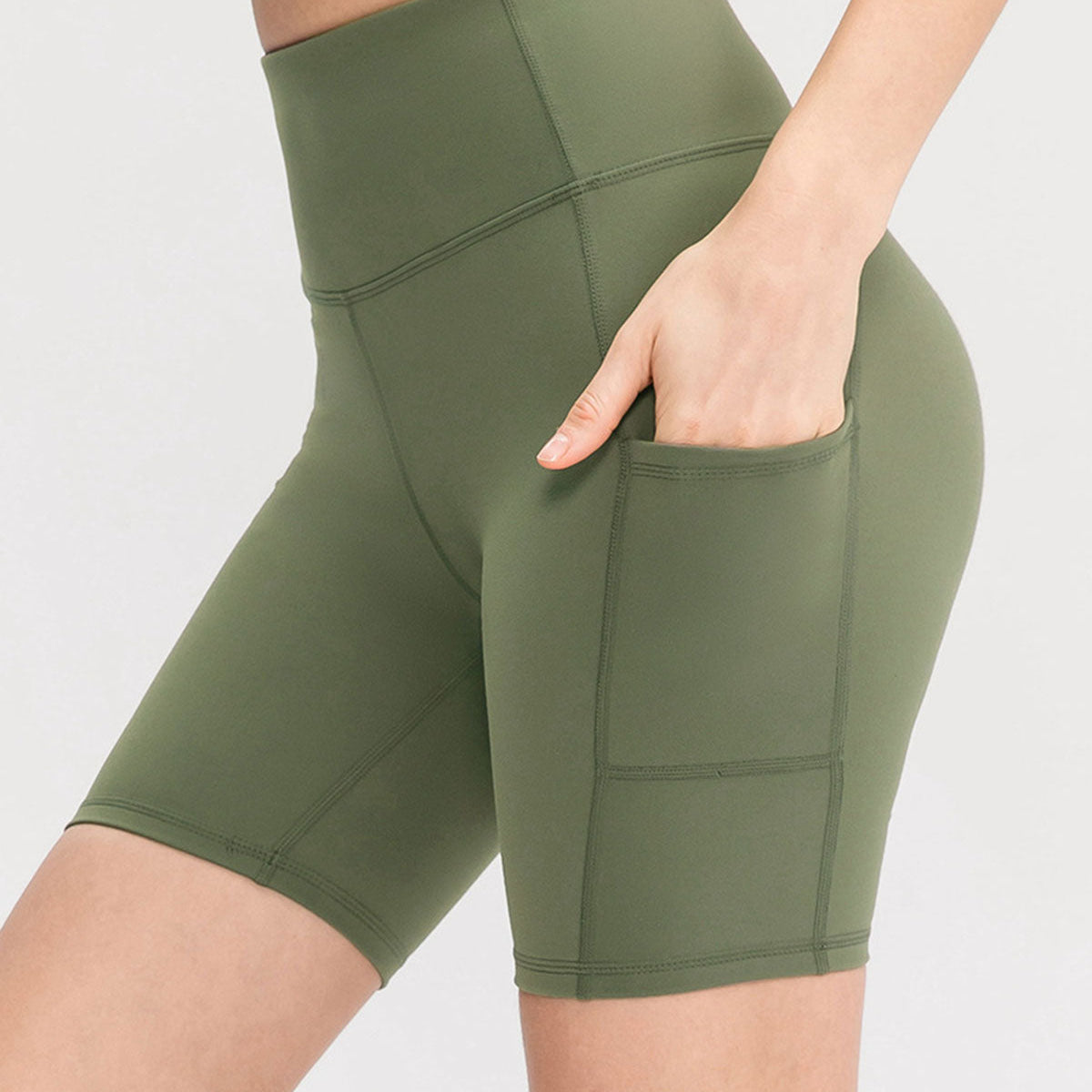 Shewess™ Yeşil Yüksek Bel Çabuk Kuruyan Yoga Şort