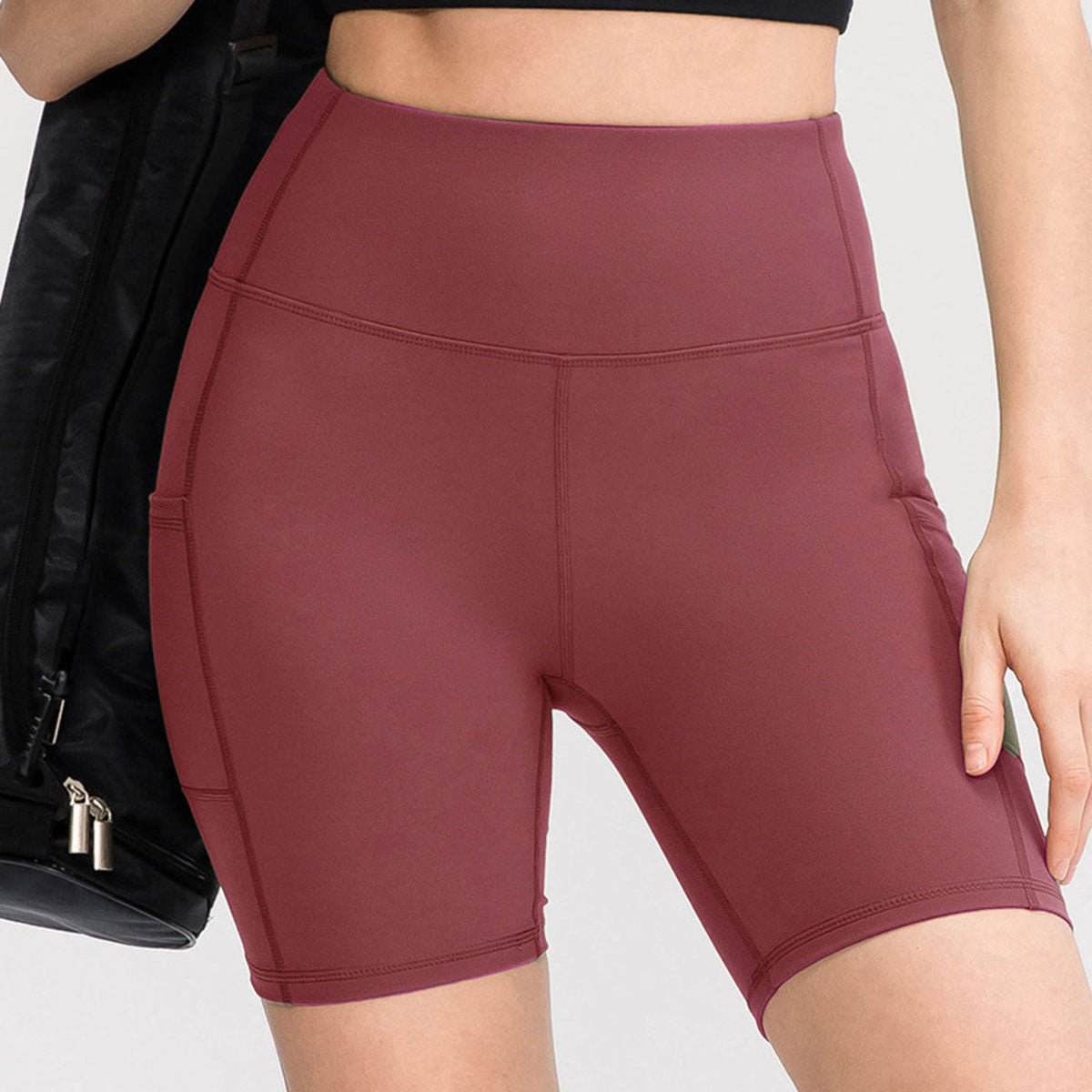 Shewess™ Kırmızı Yüksek Bel Çabuk Kuruyan Yoga Şort