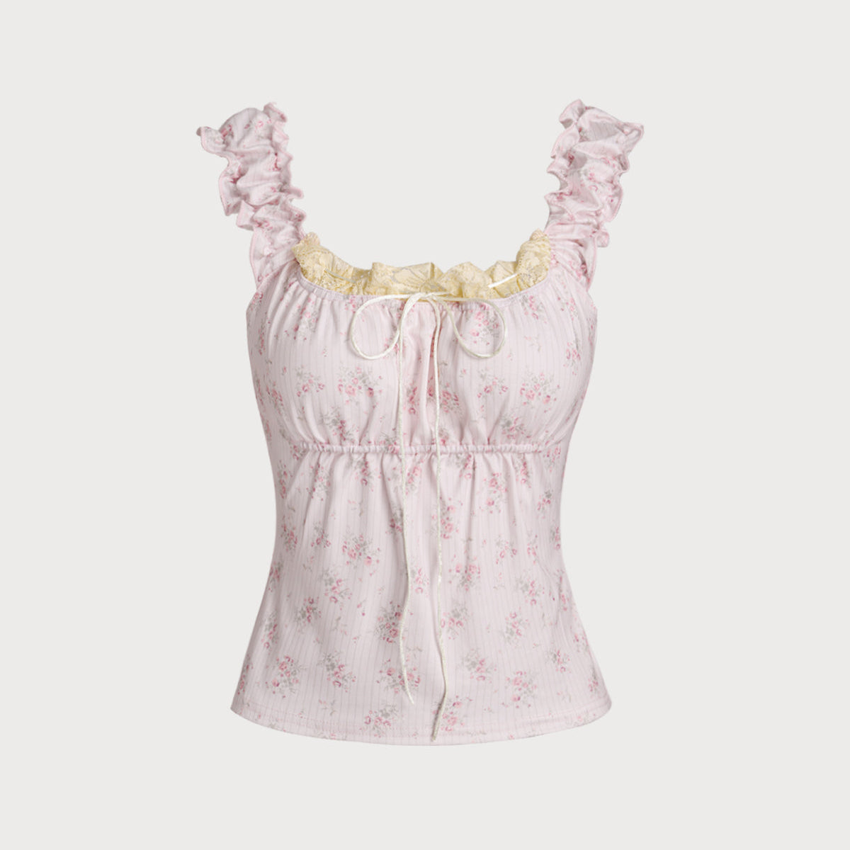 Shewess™ Pembe Çiçekli Dantelli Camiş