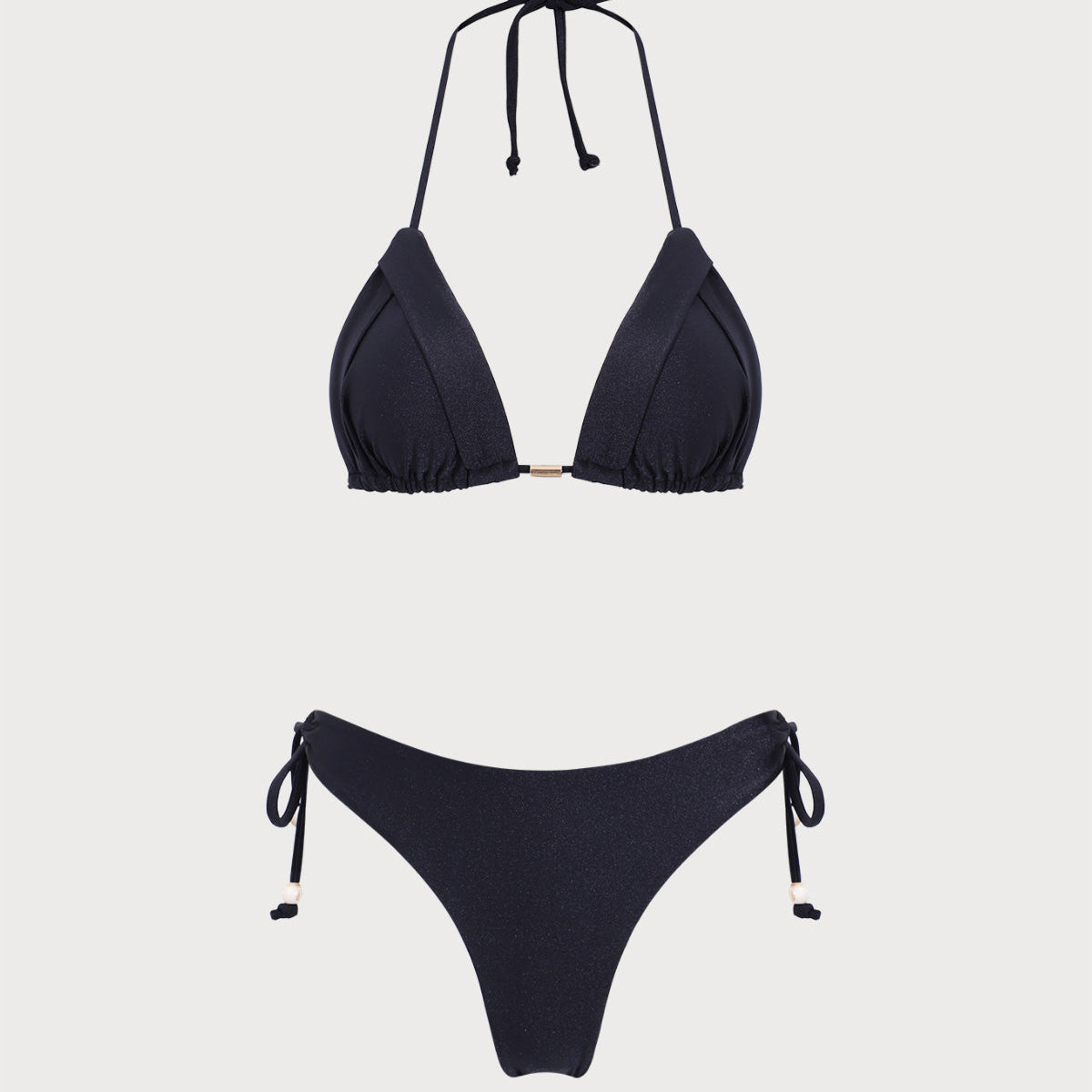 Shewess™ Siyah Boyundan Bağlamalı Üçgen Bikini Takımı