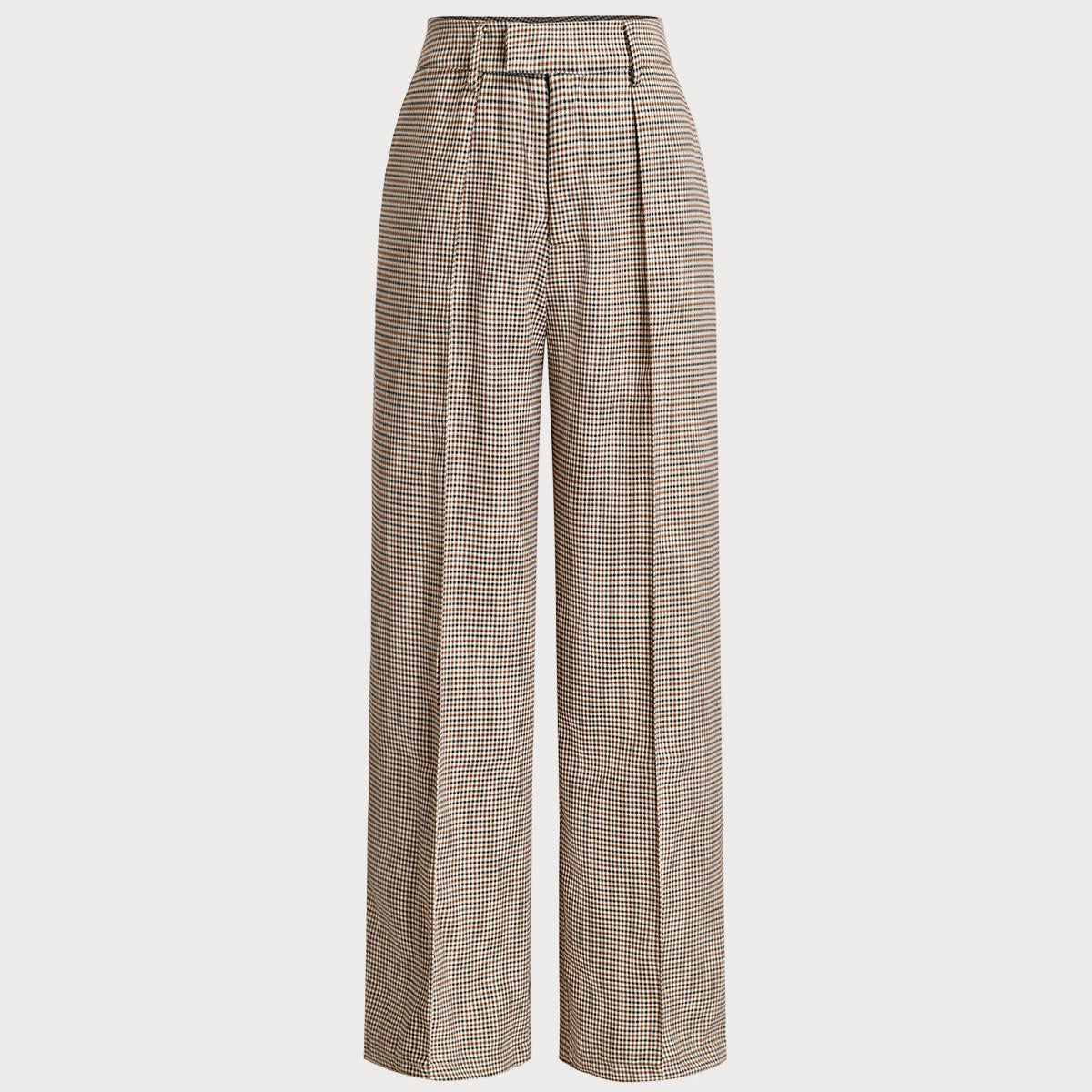 Shewess™ Kahverengi Ekose Düz Pantolon