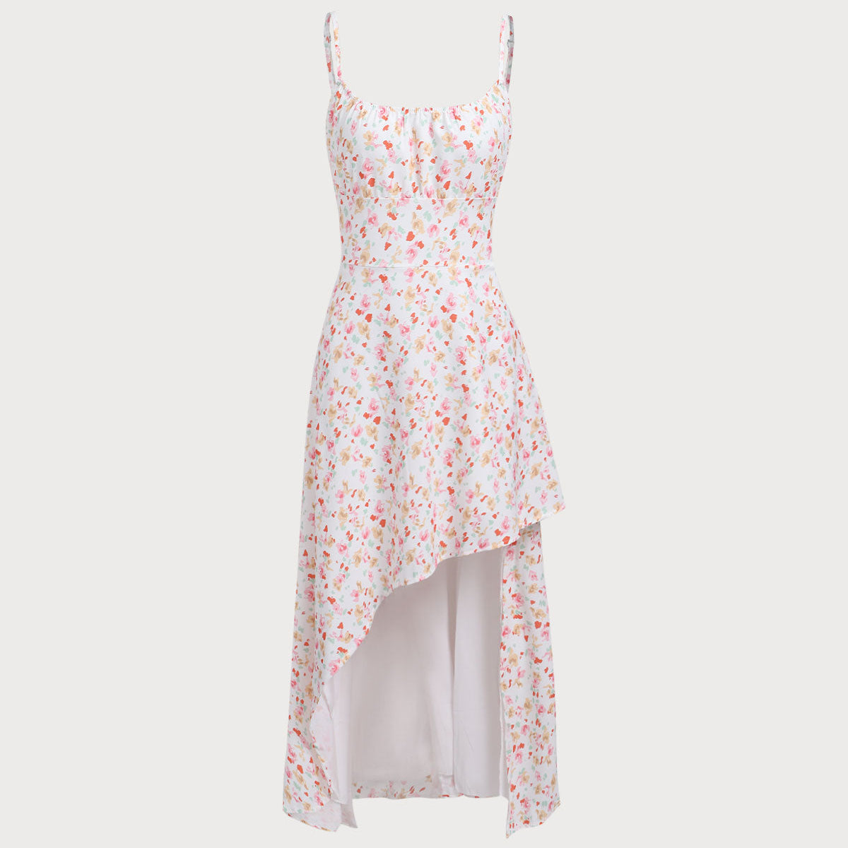 Shewess Pembe Çiçekli Drapeli Slip Midi Elbise