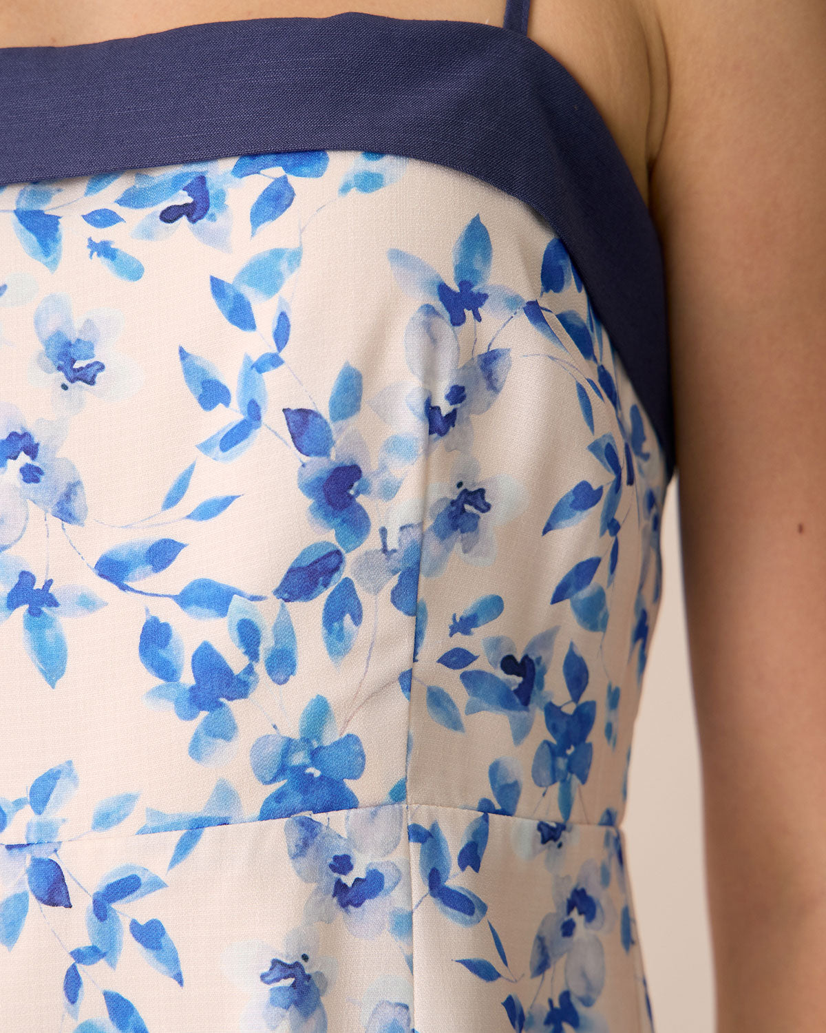 Shewess™ Kadın Mavi Çiçekli Slip Mini Elbise