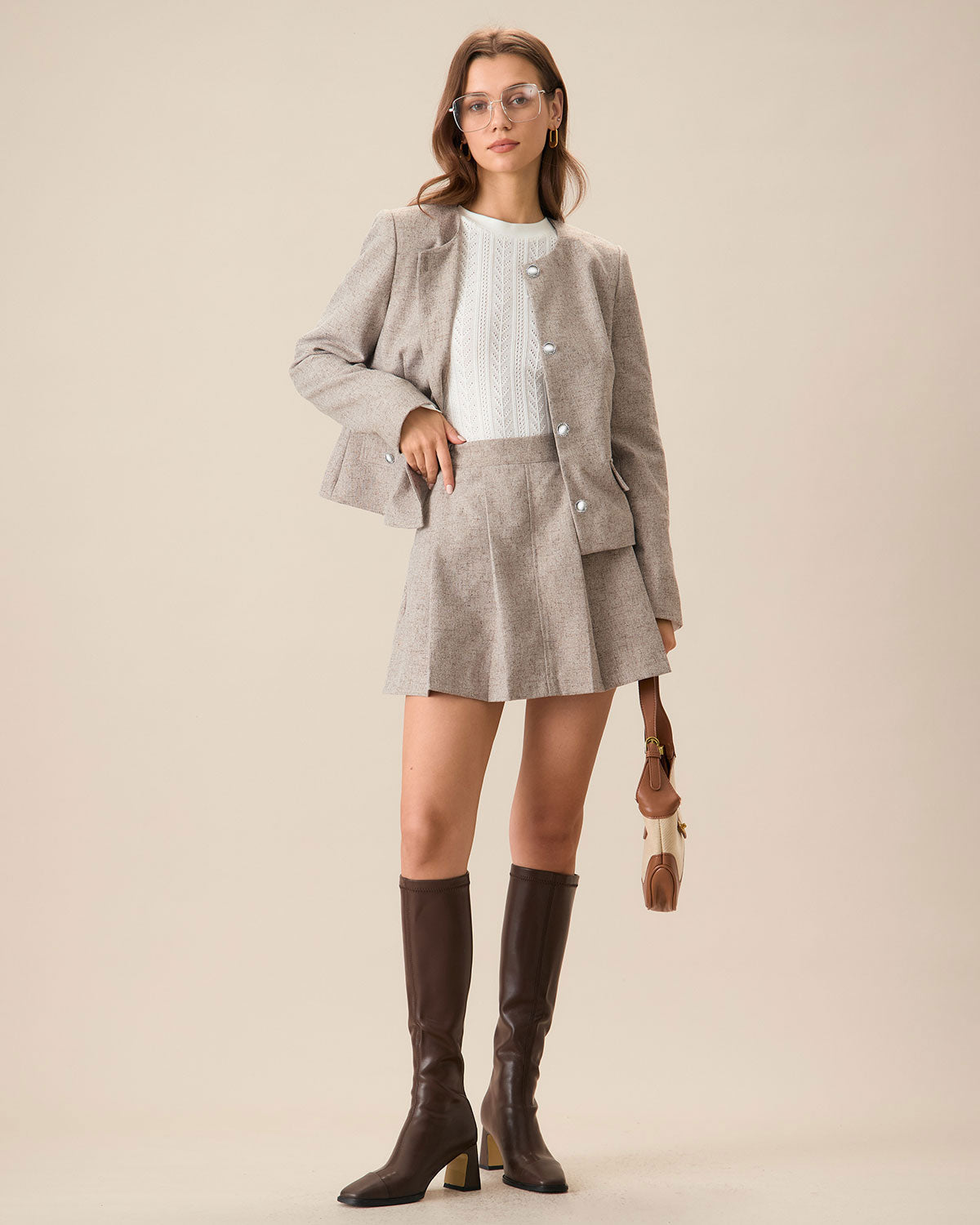 Shewess™ Haki Cepli Piliseli Mini Etek