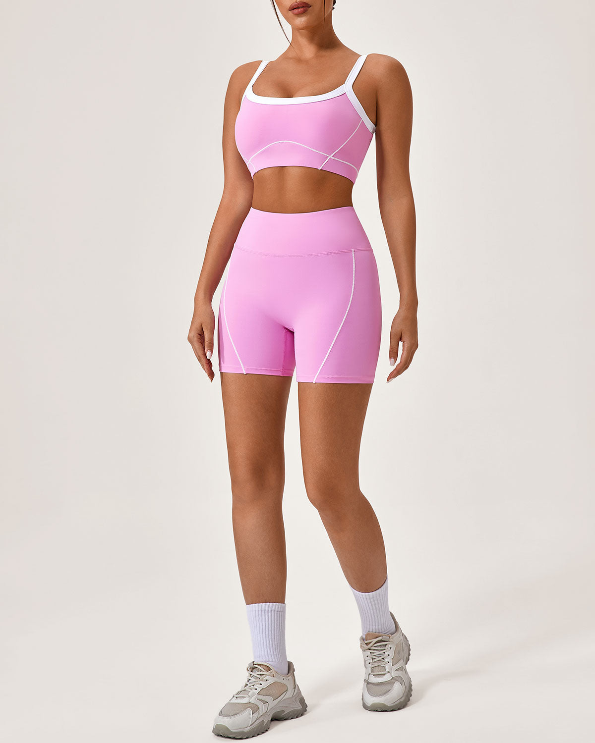 Shewess™ Pembe Kontrast Yoga Atleti