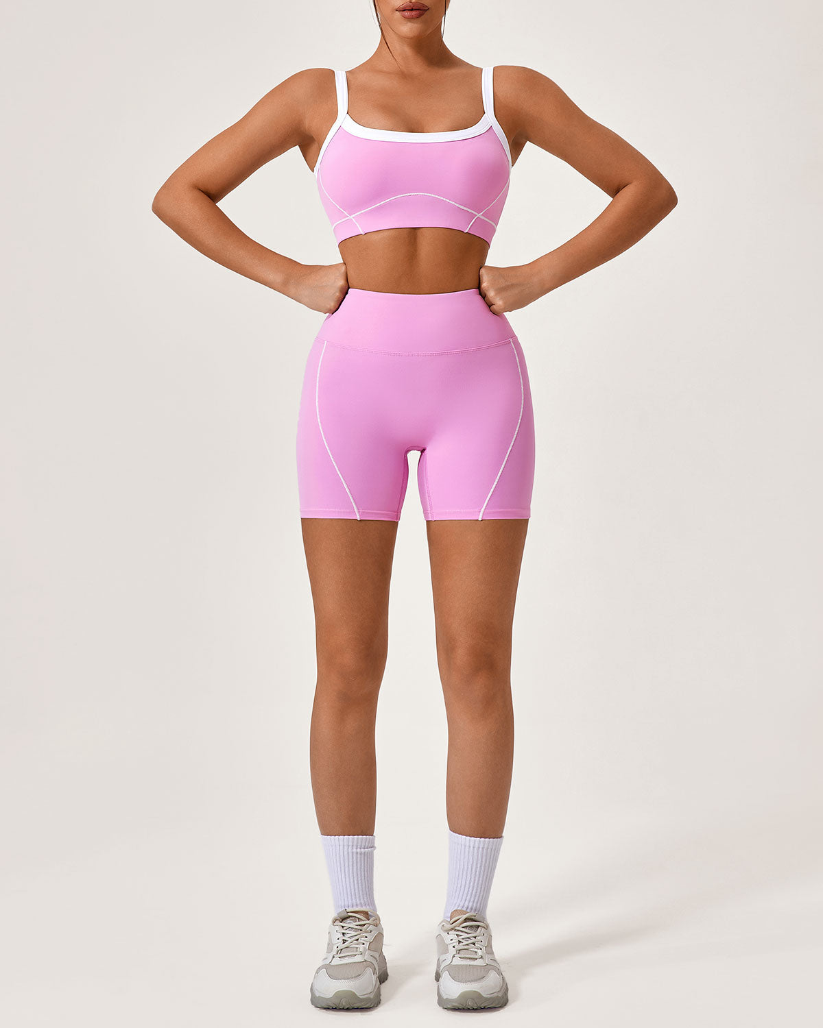 Shewess™ Pembe Kontrast Yoga Atleti