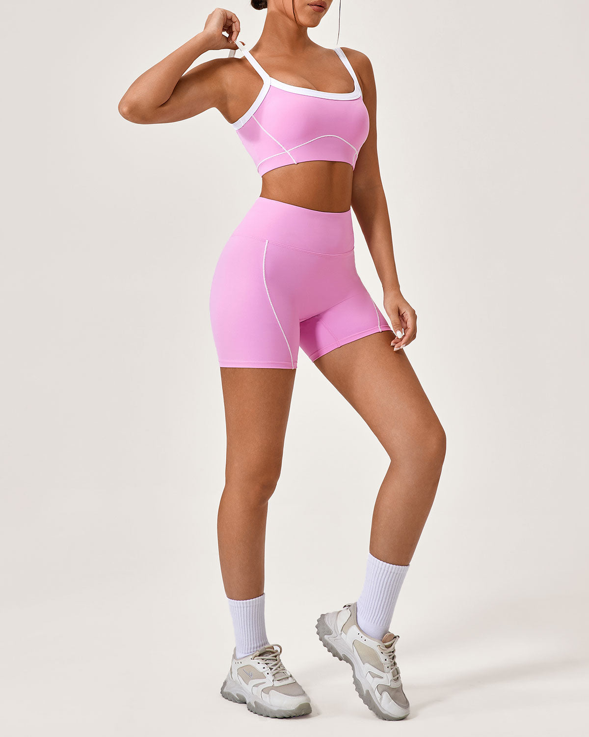 Shewess™ Pembe Kontrast Yoga Atleti