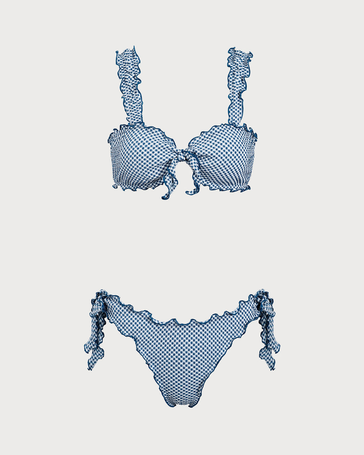 Shewess™ Mavi Ekose Düğümlü Bikini Takımı