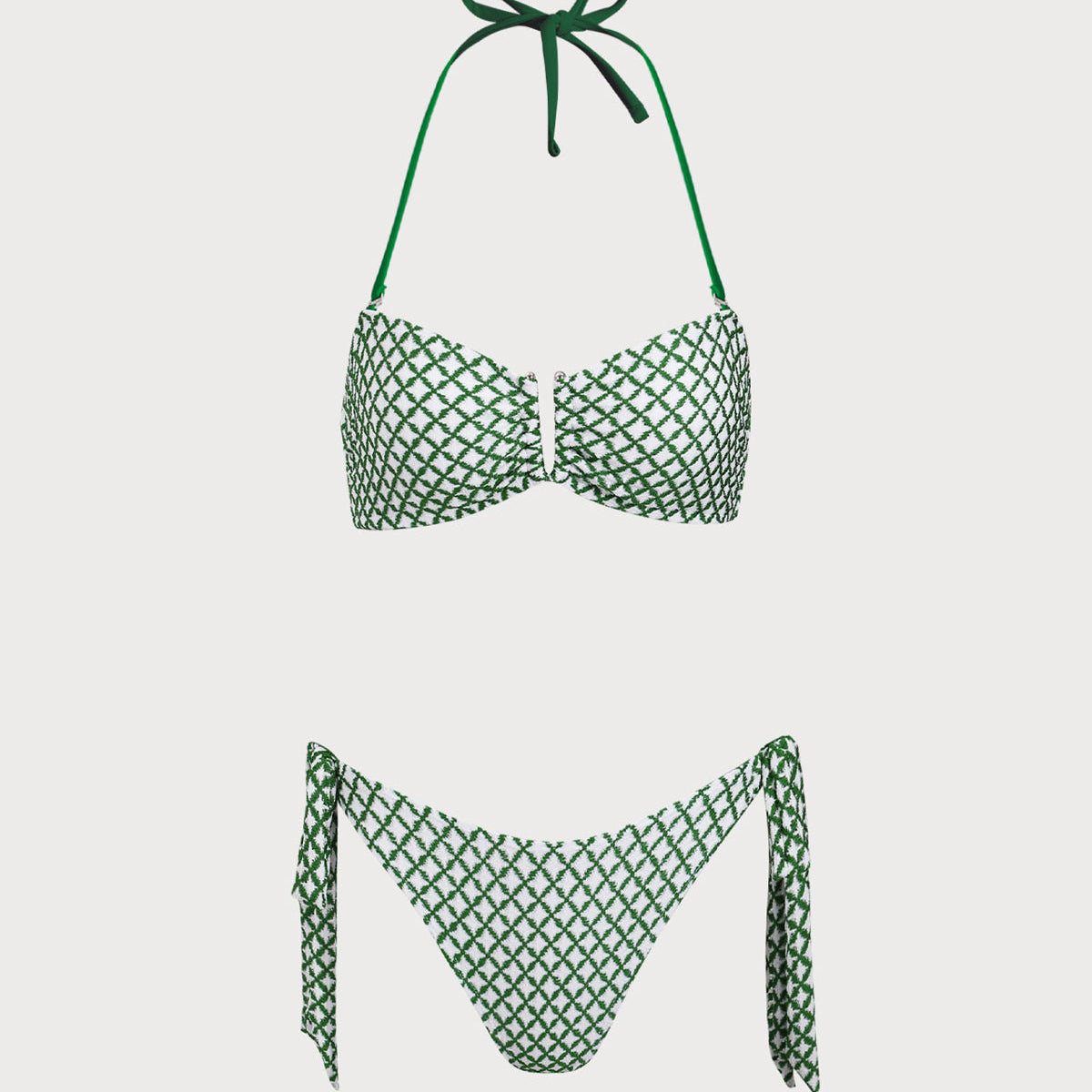 Shewess™ Yeşil Ekose Kontrast Bikini Takımı