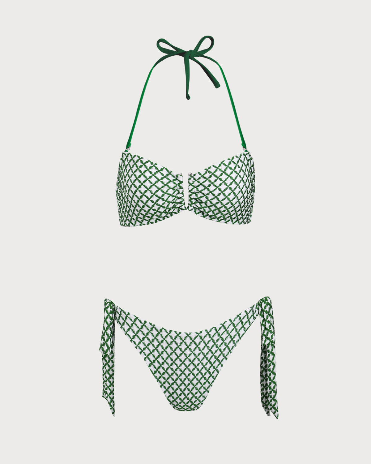 Shewess™ Yeşil Ekose Kontrast Bikini Takımı