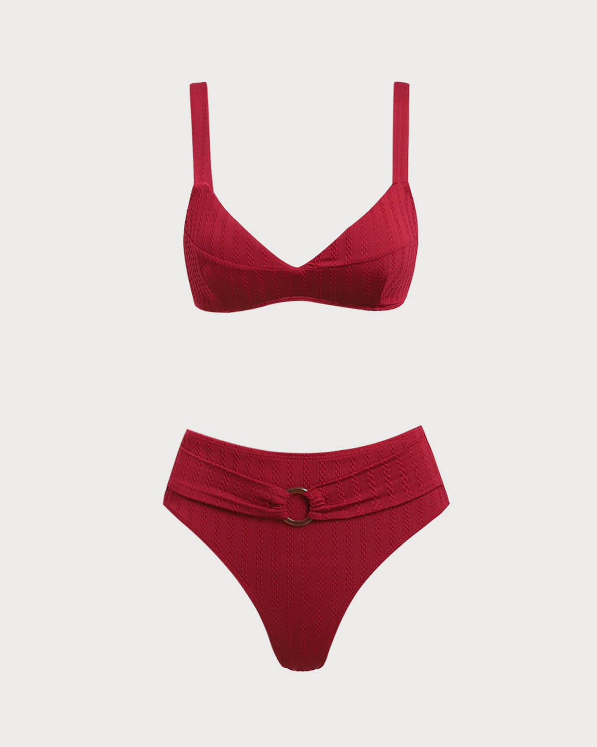 Shewess™ Kırmızı Kare Yaka O-Ring Bikini Seti