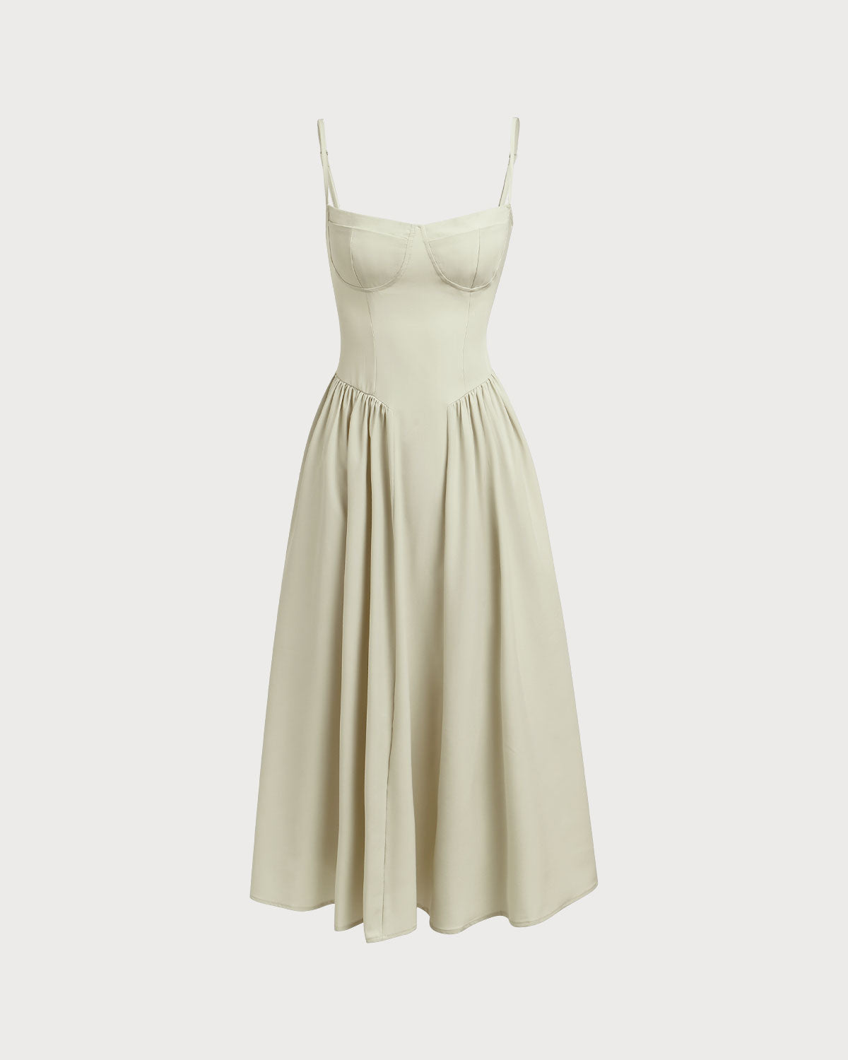 Shewess Yeşil Kare Yaka Cepli Slip Midi Elbise