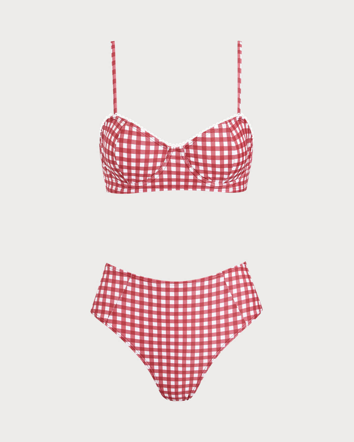 Shewess Kırmızı Ekose Arkadan Bağlamalı Bikini Seti