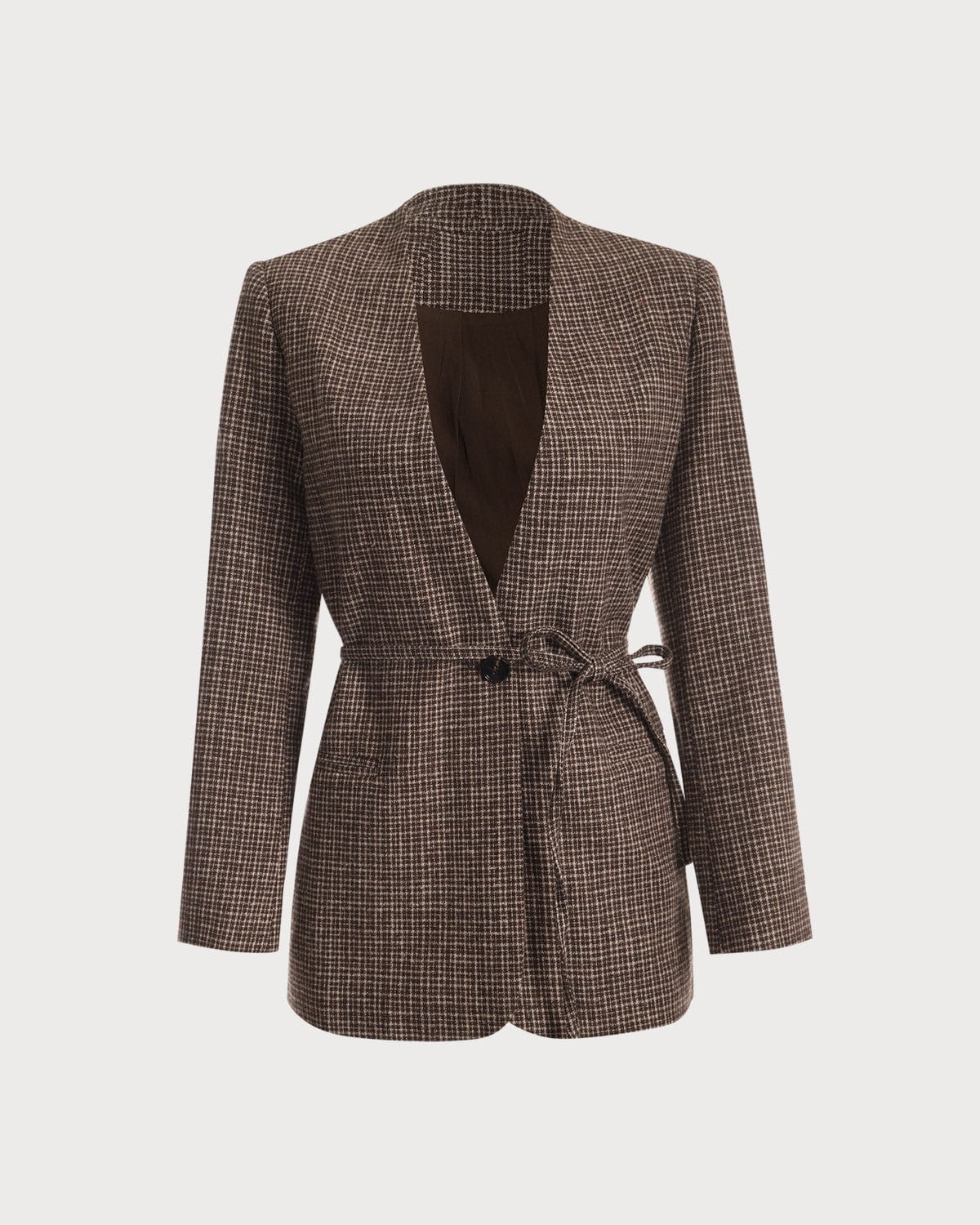Shewess™ V Yaka Ekose Tek Düğme Blazer