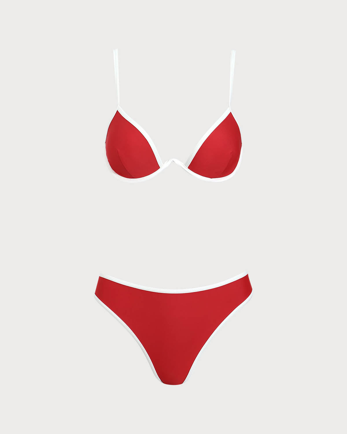 Shewess™ Kırmızı Kontrast Balenli Bikini Takımı