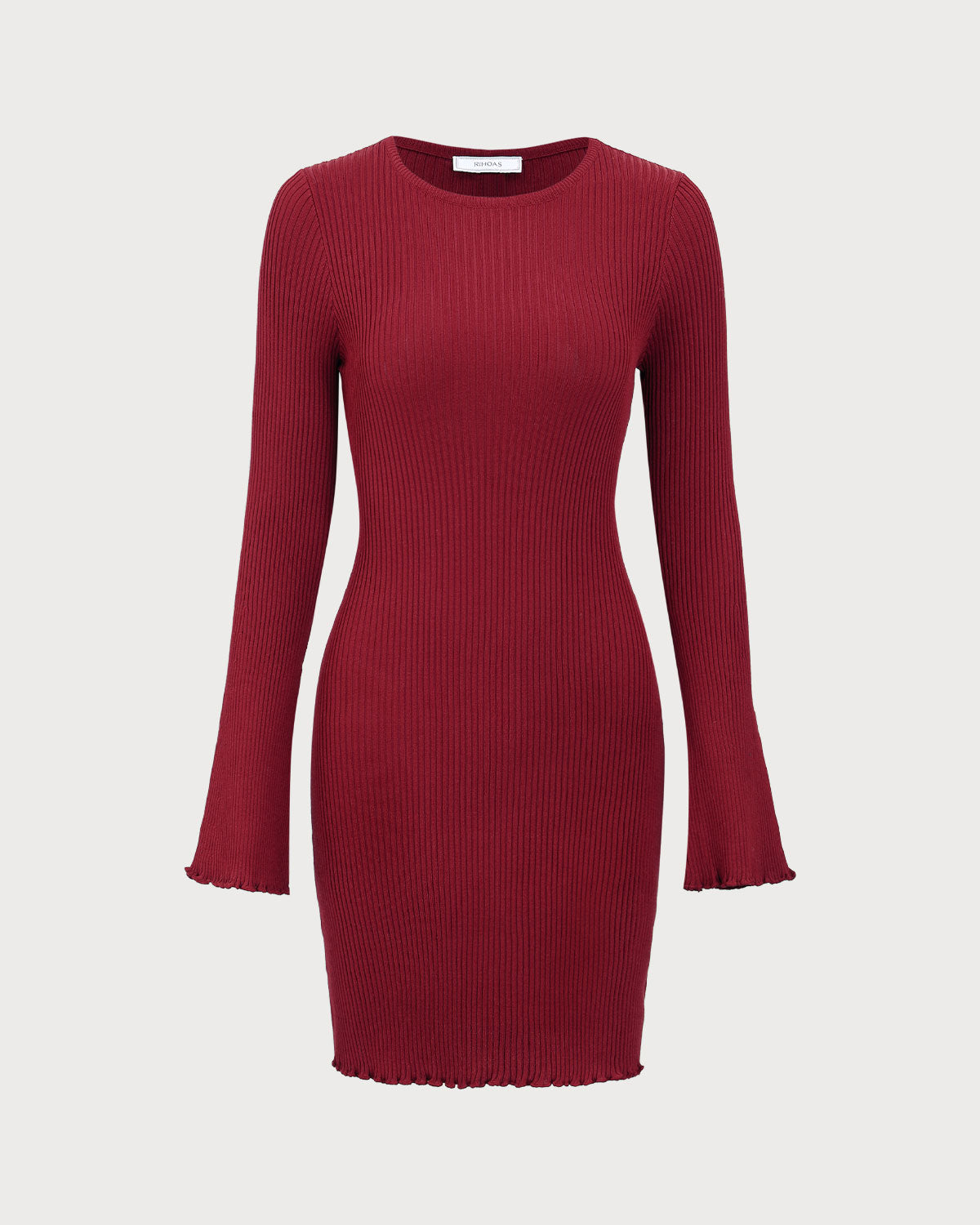 Shewess™ Kadın Kırmızı Zil Kol Bodycon Kazak Elbise
