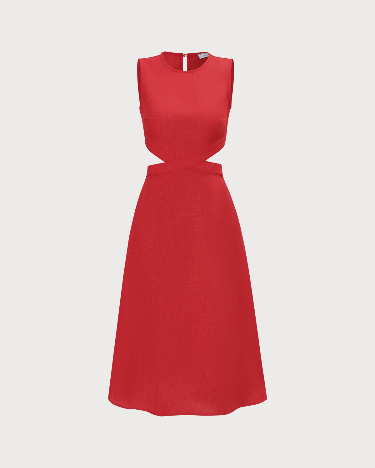 Shewess Kırmızı Yuvarlak Yaka Cut-Out Midi Elbise