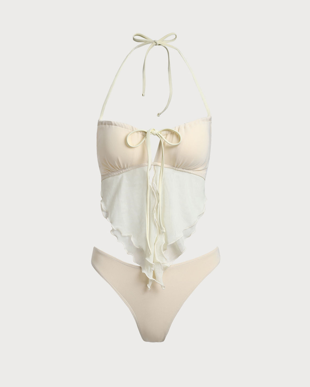Shewess™ Beyaz File Dantelli Tankini Mayo