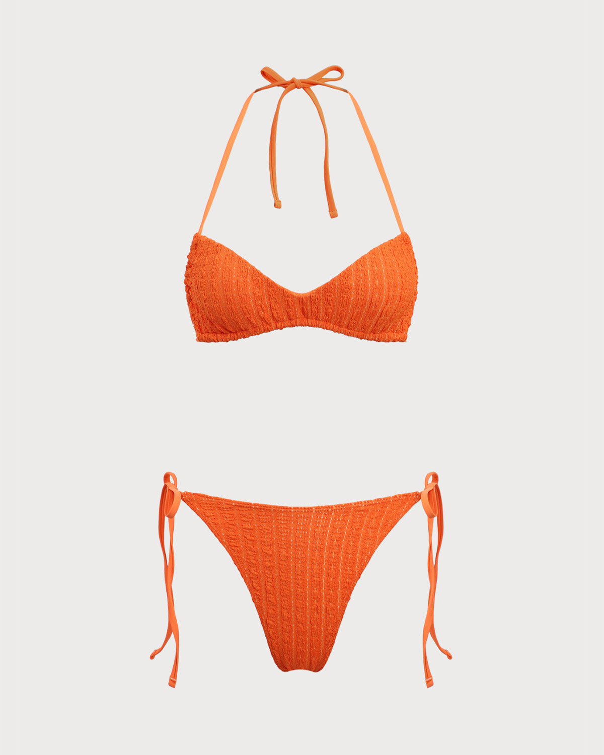 Shewess™ Turuncu Dokulu Büzgülü Bikini Takımı