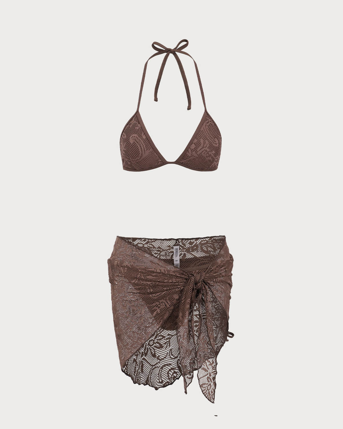 Shewess™ Kahverengi File Bikini Üçlü Takım