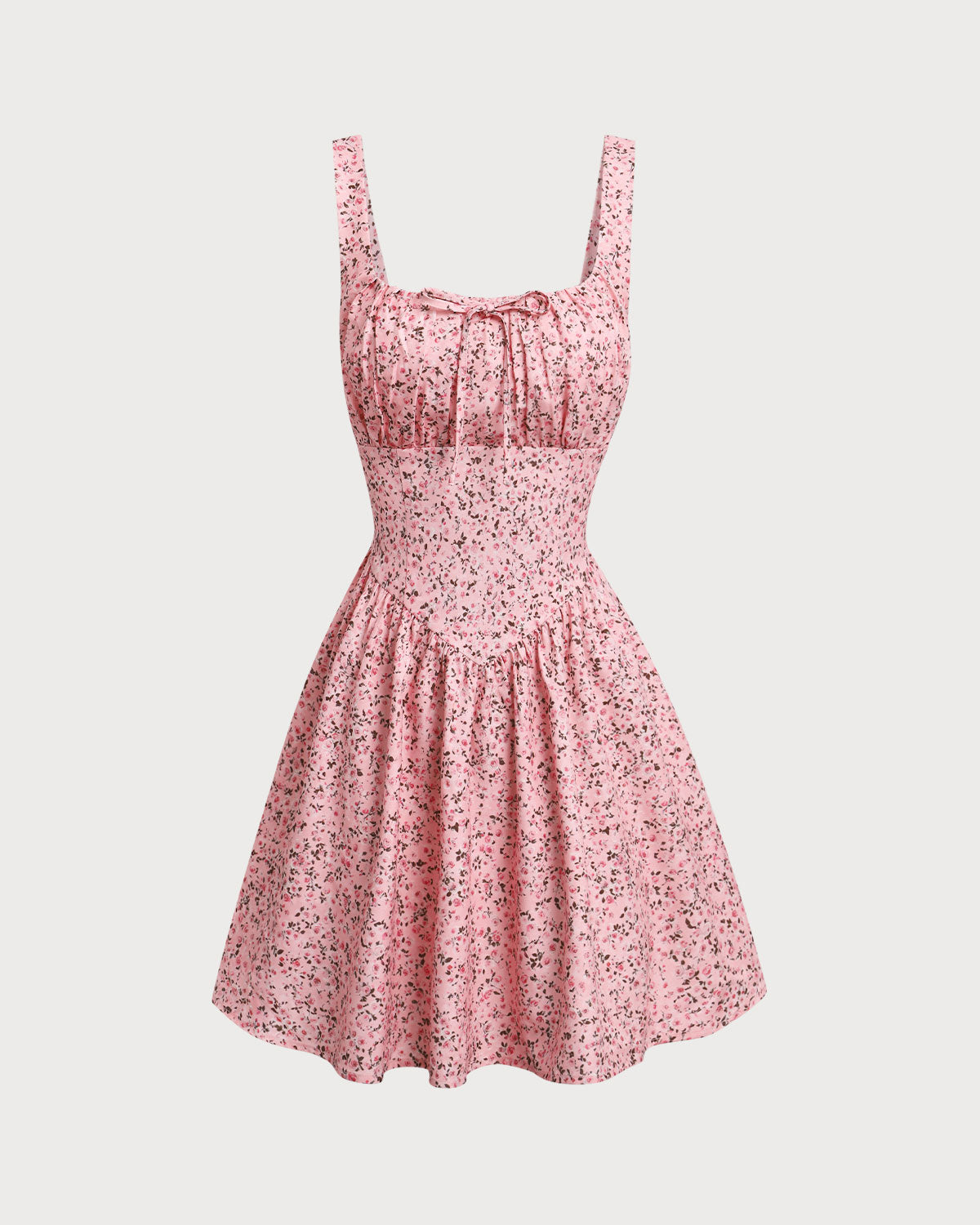 Shewess™ Pembe Çiçekli Dantelli Korse Slip Mini Elbise