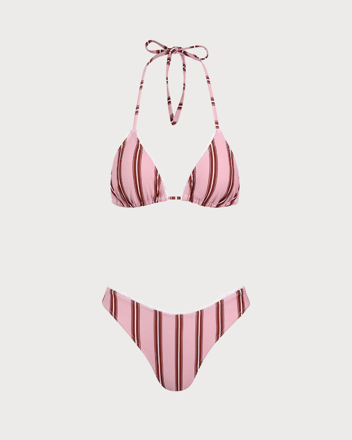 Shewess™ Pembe Çizgili Halter Bikini Takımı