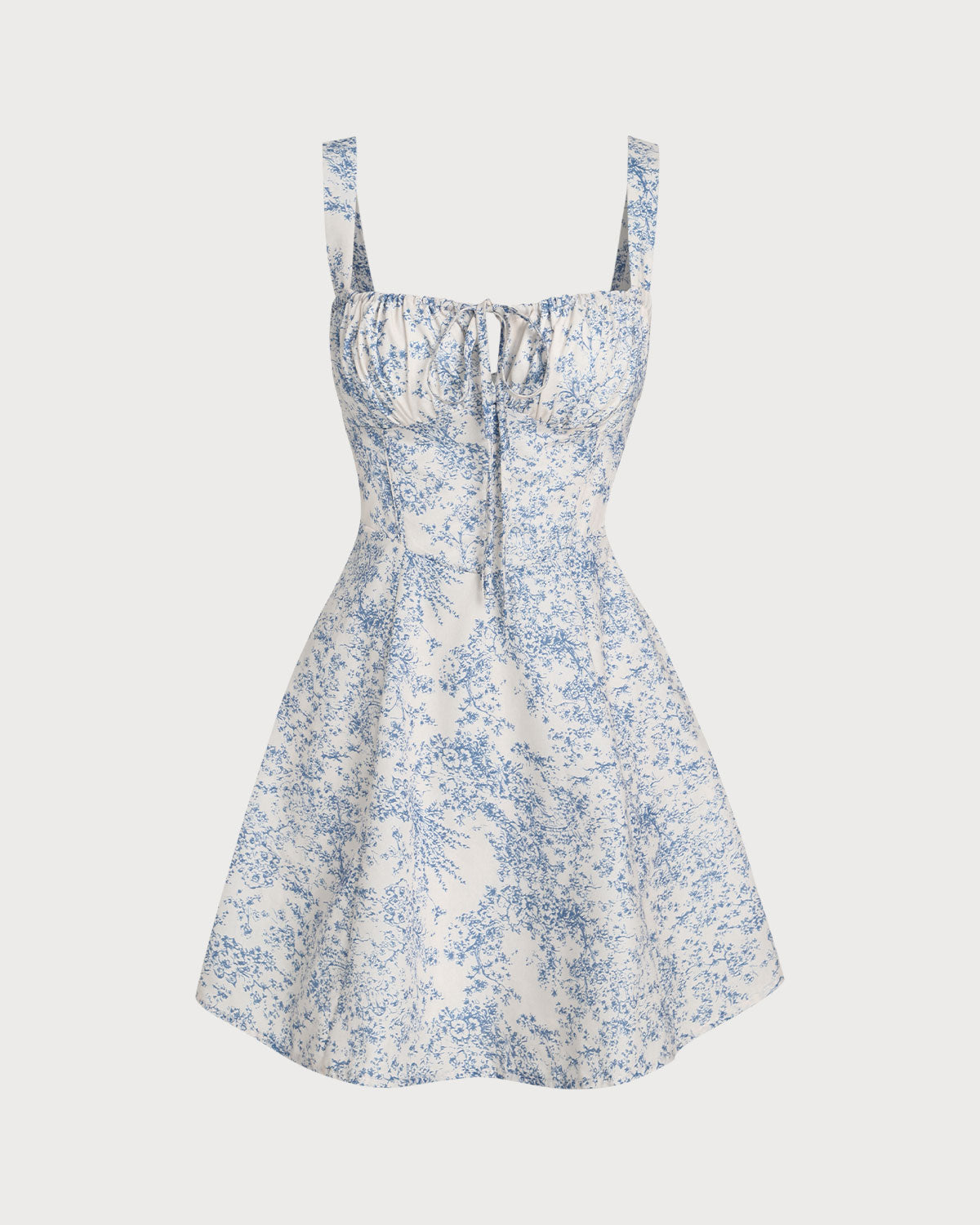 Shewess Mavi Çiçekli Dantelli Slip Korse Mini Elbise
