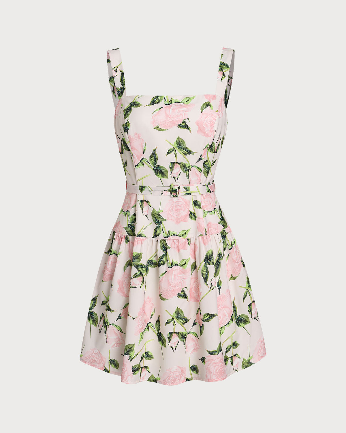 Shewess Pembe Çiçekli Dantelli Kuşaklı Slip Mini Elbise