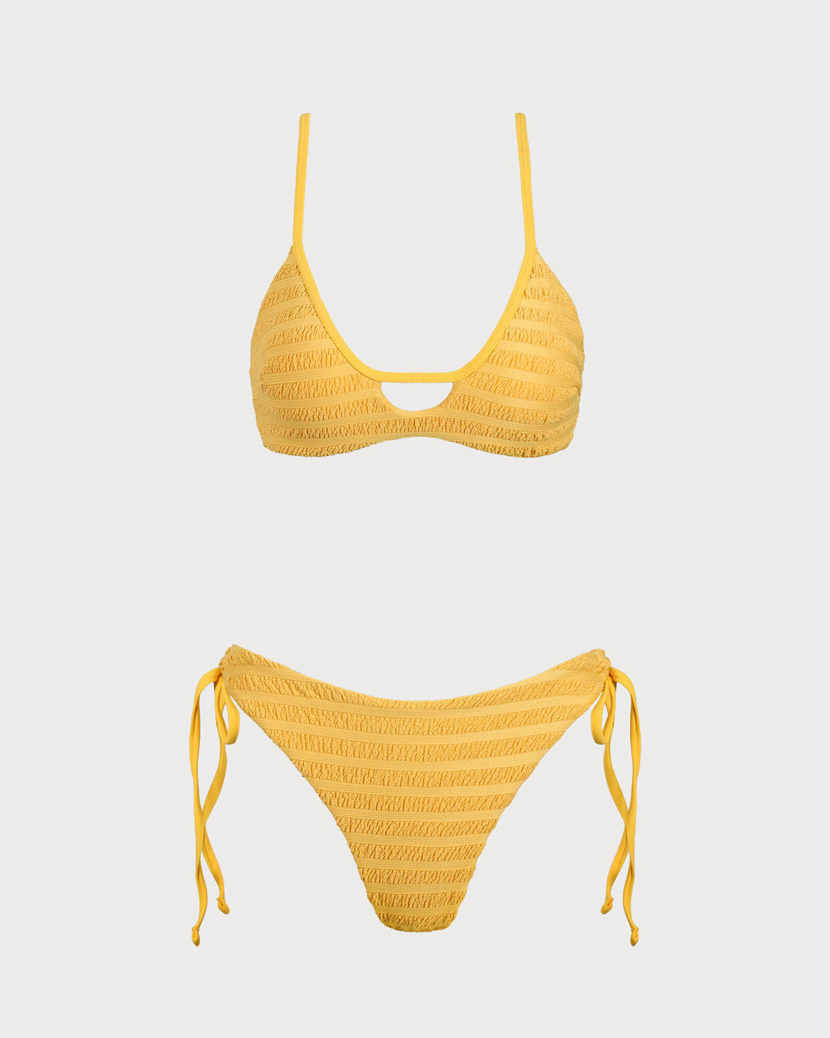 Shewess™ Sarı Dokulu Dantelli Bikini Takımı