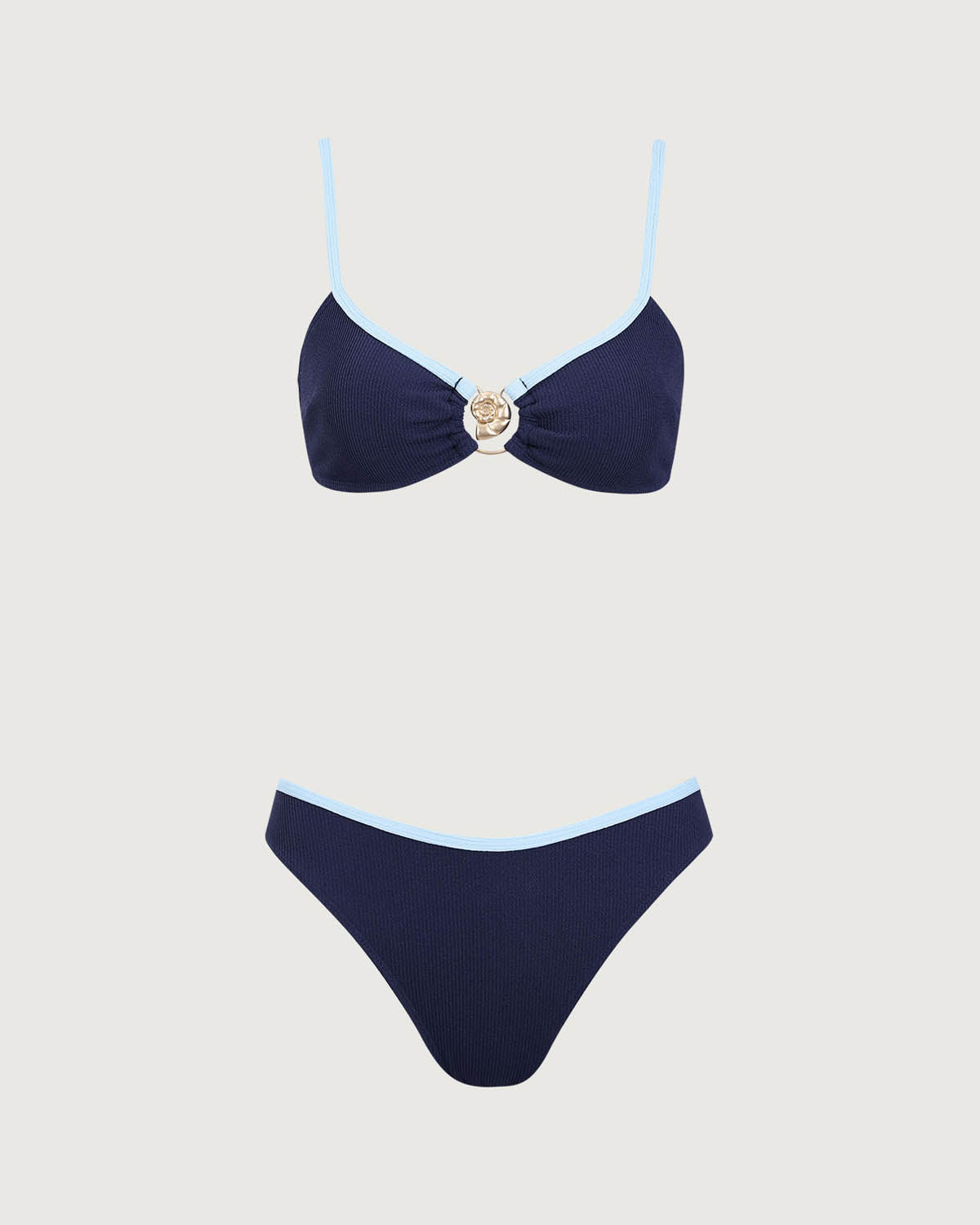 Shewess™ Mavi Kontrast Dokulu Bikini Takımı