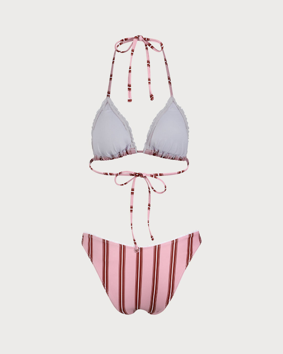 Shewess™ Pembe Çizgili Halter Bikini Takımı