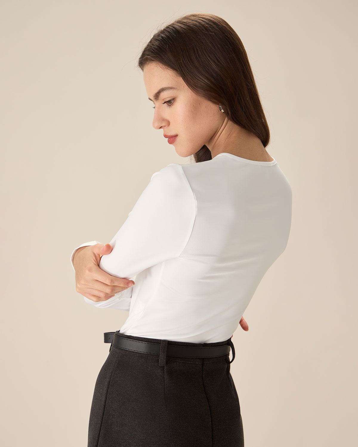 Shewess™ Beyaz Kontrastlı İlmek İnce Tişört