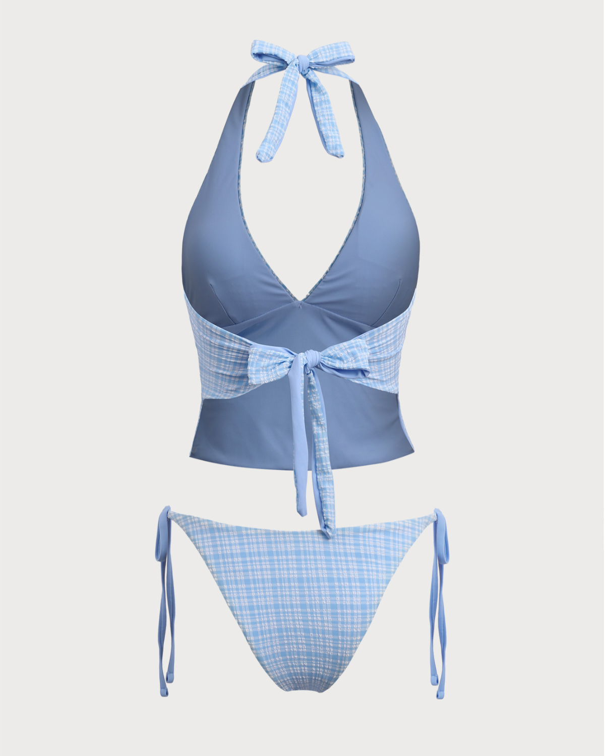 Shewess™ Mavi Örme Ekose Tankini Mayo