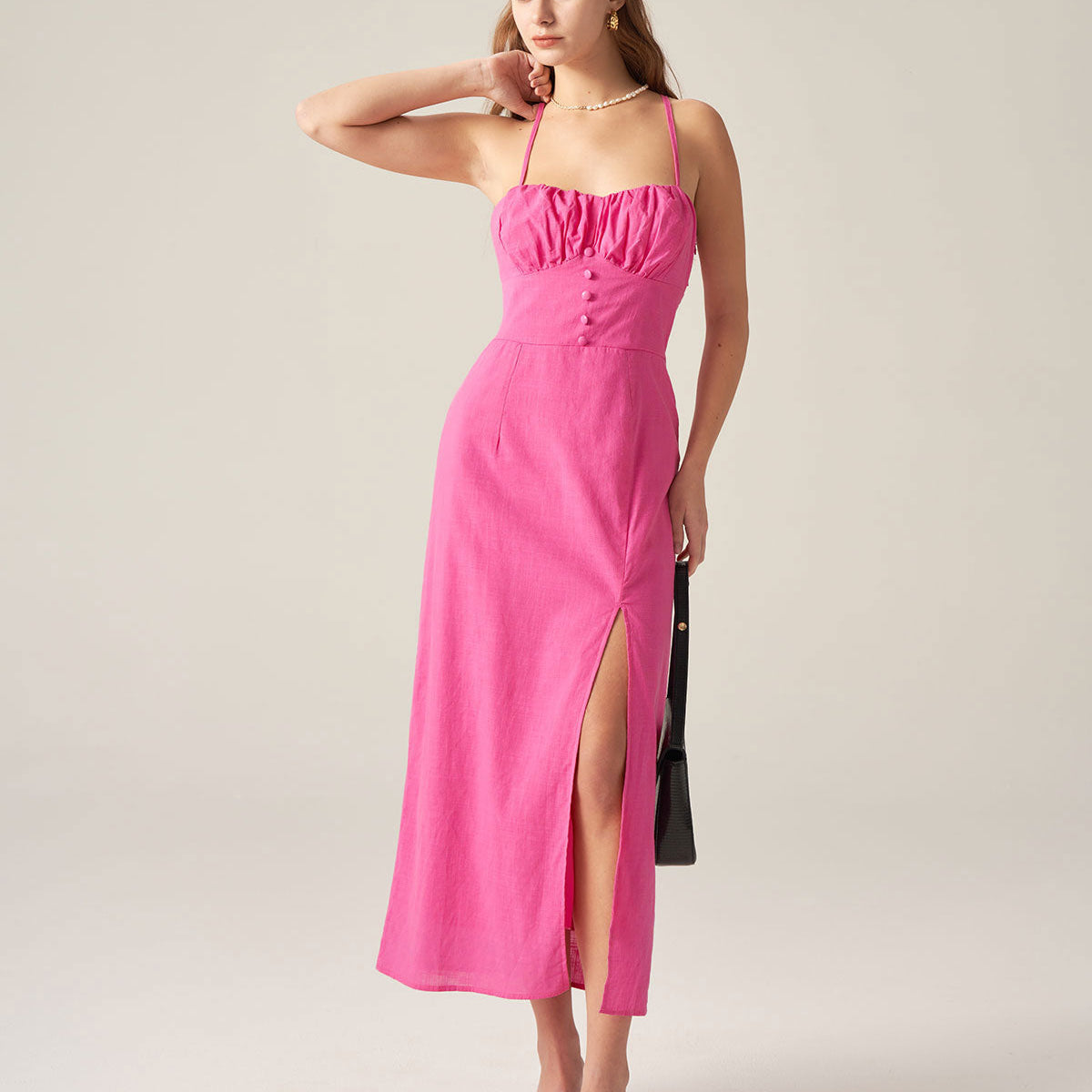 Shewess™ Kırmızı Dantelli Sırtı Açık Slip Midi Elbise