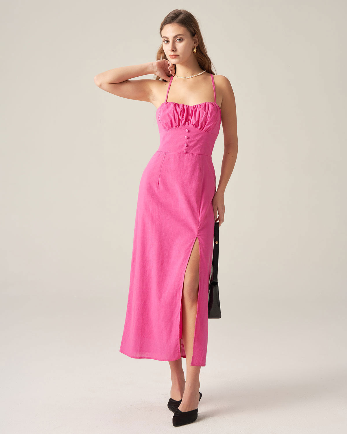 Shewess™ Kırmızı Dantelli Sırtı Açık Slip Midi Elbise